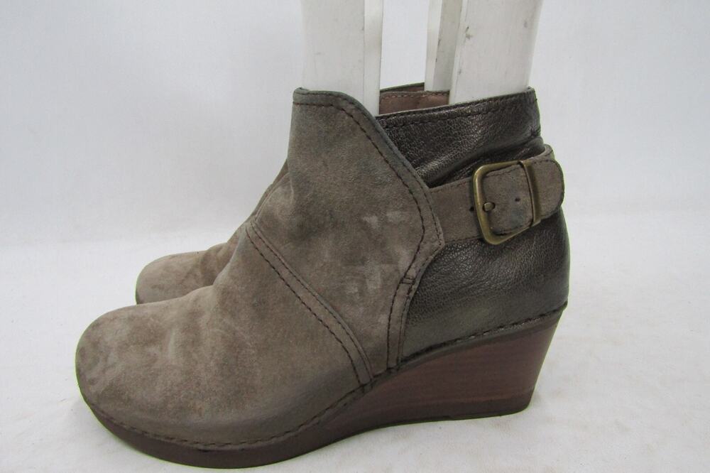 Dansko Womens Size 37 EUR Brown Suede Zip Buckle Ankle Fashion Boots Bootie